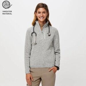 FIGS ON-SHIFT HALF ZIP GREY SWEATER SZ XS